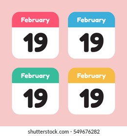 calendar icon flat. February 19