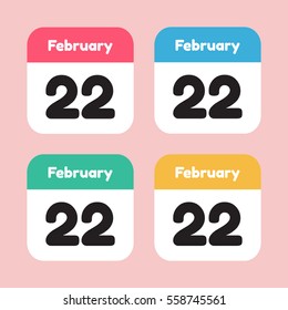 calendar icon flat. February 22
