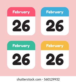calendar icon flat. February 26