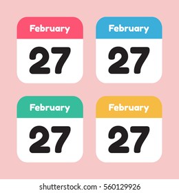 calendar icon flat. February 27