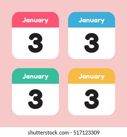 calendar icon flat January 3