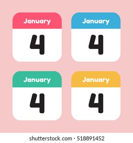 calendar icon flat January 4