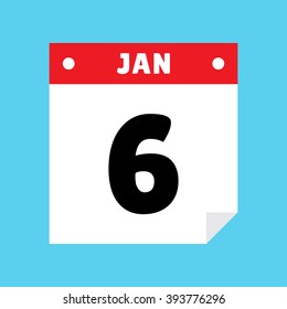 calendar icon flat January 6