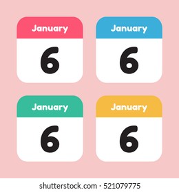 calendar icon flat January 6