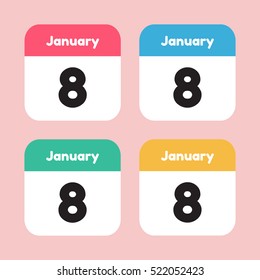 calendar icon flat January 8
