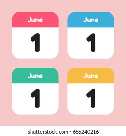 calendar icon flat. June 1