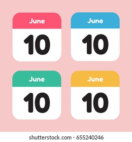calendar icon flat. June 10
