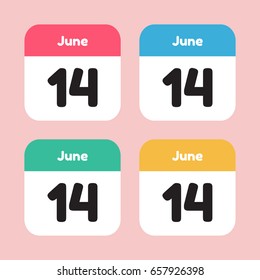 calendar icon flat. June 14