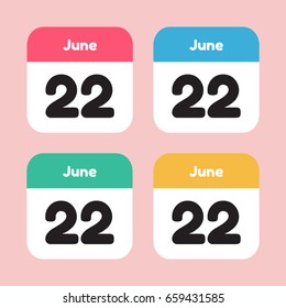 calendar icon flat. June 22
