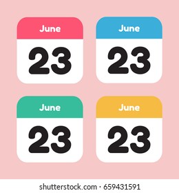 calendar icon flat. June 23