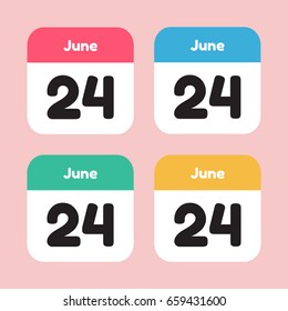 calendar icon flat. June 24