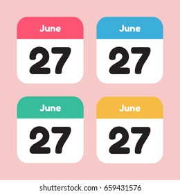 calendar icon flat. June 27