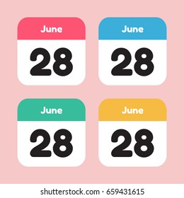 calendar icon flat. June 28