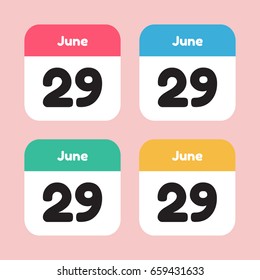 calendar icon flat. June 29