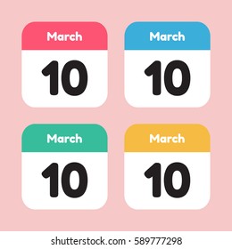 calendar icon flat. March 10