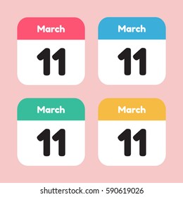 calendar icon flat. March 11