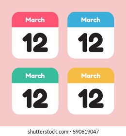 calendar icon flat. March 12
