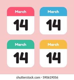 calendar icon flat. March 14