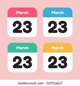 calendar icon flat. March 23
