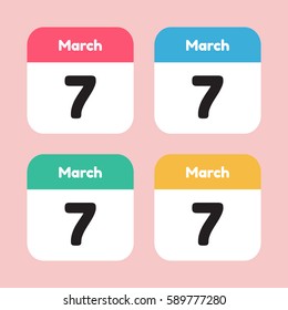 calendar icon flat. March 7