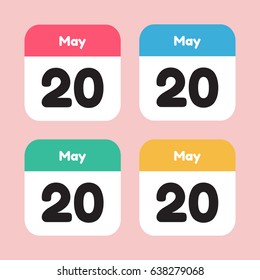calendar icon flat. May 20