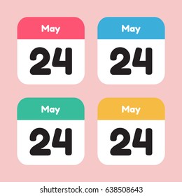 calendar icon flat. May 24