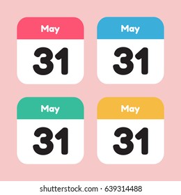 calendar icon flat. May 31