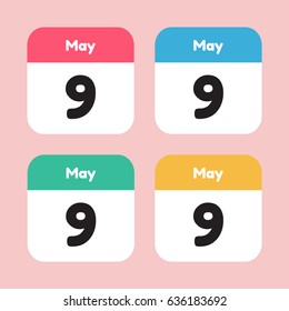 calendar icon flat. May 9