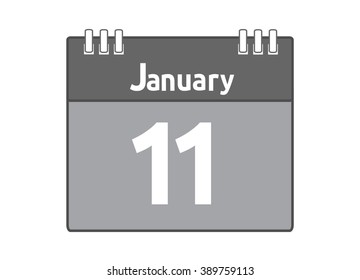 Calendar icon flat on white background, January 11