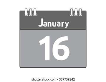Calendar icon flat on white background, January 16
