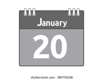 Calendar icon flat on white background, January 20