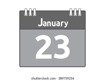 Calendar icon flat on white background, January 23