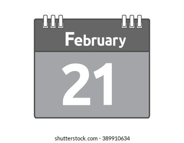 Calendar icon flat on white background. February 21
