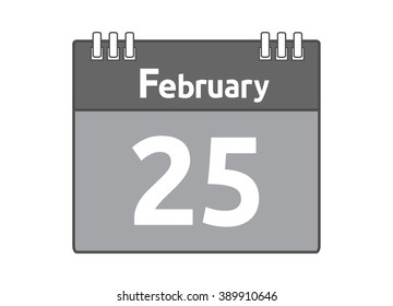Calendar icon flat on white background. February 25