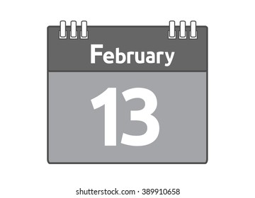 Calendar icon flat on white background. February 13