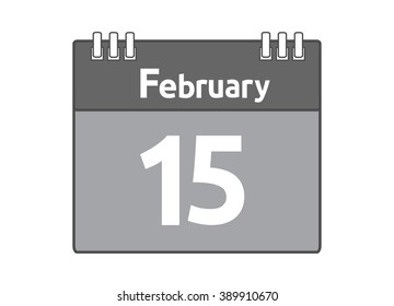 Calendar icon flat on white background. February 15
