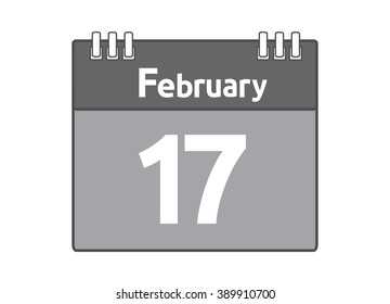Calendar icon flat on white background. February 17