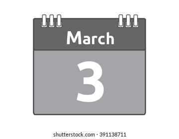 Calendar icon flat on white background. March 3