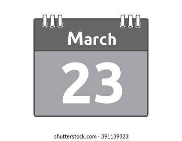 Calendar icon flat on white background. March 23