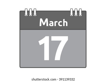 Calendar icon flat on white background. March 17