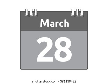 Calendar icon flat on white background. March 28