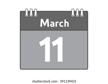 Calendar icon flat on white background. March 11