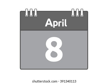 Calendar icon flat on white background. April 8