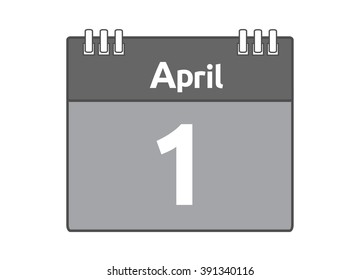Calendar icon flat on white background. April 1