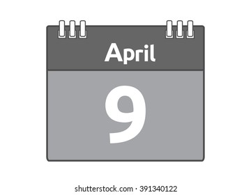 Calendar icon flat on white background. April 9