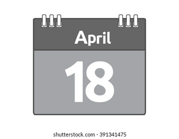 Calendar icon flat on white background. April 18
