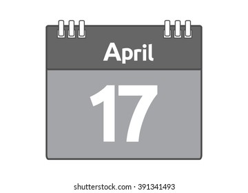 Calendar icon flat on white background. April 17
