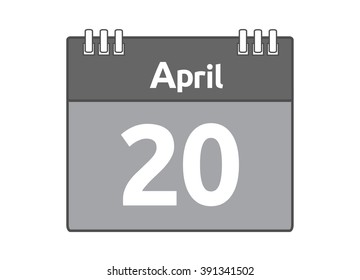 Calendar icon flat on white background. April 20