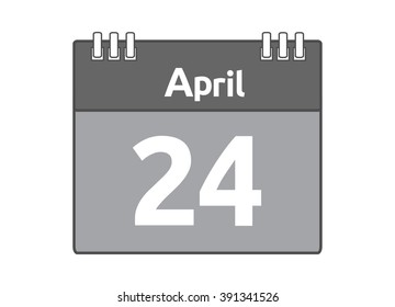 Calendar icon flat on white background. April 24