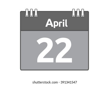 Calendar icon flat on white background. April 22